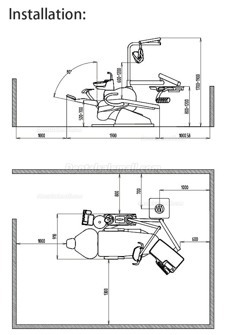 Gladent® GD-S300A Dental Chair Treatment Unit with Floor Fixed Unit Box